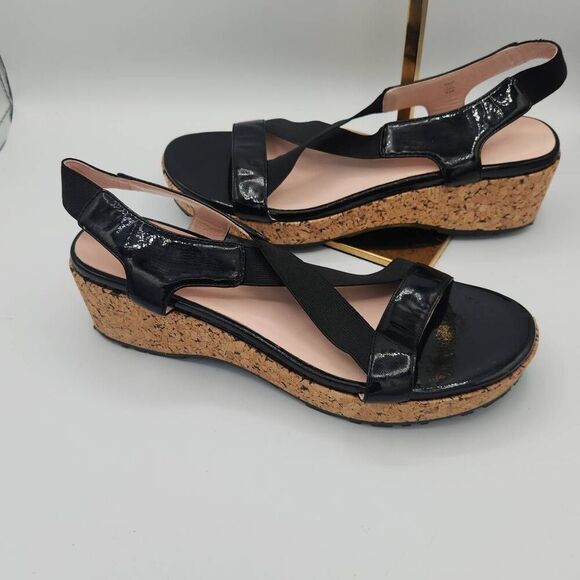 Taryn Rose black platform wedge sandals size 9 - Picture 3 of 6